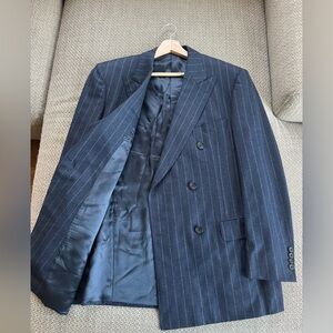 SamuelSohn Navy Pinstripe Double-Breasted Blazer - Men